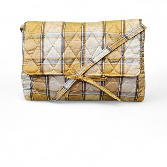 Vera Bradley Handbags - Vera Bradley Silk Quilted Striped Golden Small Y2K Shoulder Handbag
